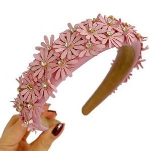 Serre-tête en tissu antidérapant avec motif tête de mort pour femme avec strass et fleurs (Ljiingky, neuf)