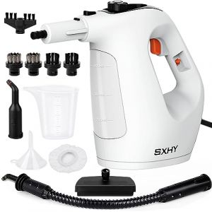 SXHY Nettoyeur vapeur portable, nettoyeur vapeur portable pour la maison, multi-usages, réservoir d'eau transparent, kit d'accessoires de 11 pièces pour canapé, douche, rembourrage, voiture (white1) (DECAMOUL DIRECT, neuf)