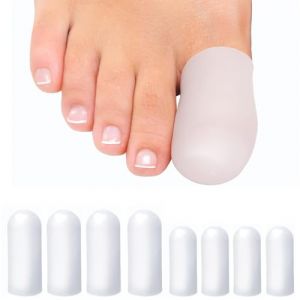 DIFLAX 20 Pièces Protège Orteil Silicone Protection Doigt de Pied pour Petite Capuchon et Gros Orteil Coussinets d'orteil pour Soulager la douleur Cors Ampoules Callosités 10 Large+10 Medium (Clear) (SVF TUNDER PRICE, neuf)