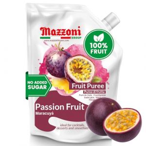 Mazzoni Pur&eacute;e de fruit de la passion, 100 % pur fruit de la passion, maracuya, juste des fruits, sans sucre ajout&eacute;, 1 kg (1 kg) de vrais fruits pour smoothies, boissons, cocktails, jus de fruits (Baktotaal, neuf)
