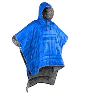 Poncho cape de pluie Vestes Coupe-pluie Camping En Plein Air Cape Avec Chapeau Étanche Chaud Epais Sac De Couchage pour Adultes Hommes Femmes Hiver Moto Voyager Randonnée (bleu royal) (Libo global, neuf)