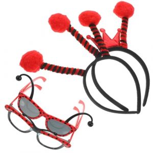 BESPORTBLE Serrage-t&ecirc;te Cosplay Insecte Rouge &agrave; Pois Noirs Et Lunettes D&eacute;coratives En Plastique L&eacute;ger, Accessoire De F&ecirc;te Pour Gar&ccedil;on Et Filles, Bandeau Taille Unique, Pour Costume Carnavalesque (Vinumar, neuf)