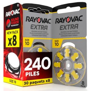 240 Piles pour appareils auditifs Rayovac Extra 10. - 30 Ampoules de 8 Piles (Eurocali, neuf)