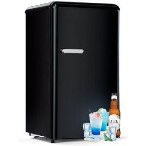 Devoko Réfrigérateur Rétro,75L,Mini Congelateur,basse consommation,Noir Frigo Vintage,-15-10°C,Mini Frigo de Chambre,Pieds Réglables,83Kwh/an,Cosmetique Réfrigérateur (Mainwin Store, neuf)