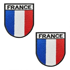 Lot de 2 &eacute;cussons drapeau de la France &ndash; Embl&egrave;me national fran&ccedil;ais tactique brod&eacute; brod&eacute; &eacute;cusson en tissu rubans pour sacs &agrave; dos, v&ecirc;tements, sacs, uniforme, gilet, jersey, voyage (ZQMY, neuf)