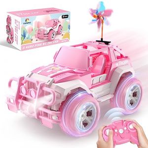 DEERC 1:18 Jeep Rose Voiture t&eacute;l&eacute;command&eacute;e Fille Phare LED 2.4GHz Monster Truck Voiture Tout-Terrain pour 6 7 8 9 Ans Gar&ccedil;ons et Filles RC Voiture Jouet Cadeau Filles 6 Ans et Plus (Funny fly EUR, neuf)