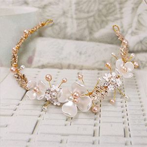 Coiffes de mariage Coiffe de mariée Coiffe de couronne Bandeau de perles Coiffe de mariage Coiffe de fleurs faite à la main Accessoires de cheveux de mariage (foshanjiningpingshangmaoyouxiangongsi, neuf)