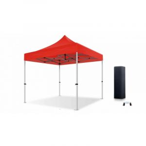 ACTIEXPRESS Barnum, Tonnelle Professionnelle 3X3 3X4,5 Structure en Alu 45mm Toit 450g/m² Anti-feu qualité Pro+ + Sac de Transport (Rouge, 3X3) (Actiexpress, neuf)
