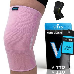 VITTO Genouill&egrave;re homme/femme - Genouill&egrave;re pour soulager les douleurs au genou, l'arthrose du genou, le m&eacute;nisque (Rose, L) (VITTO Soutenir et Prot&eacute;ger, neuf)