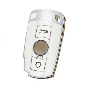 HIBEYO Coque de Protection en Silicone pour cl&eacute; de Voiture BMW S&eacute;rie 3 S&eacute;rie 5 S&eacute;rie 6 S&eacute;rie 7 E90 E60 E70 E87 M3 M5 X1 X5 X6 Z4 E71 E72 E88 E89 E91 E92 Argent Blanc (bingomotor, neuf)