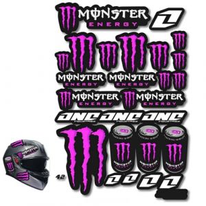 LQUYTA Autocollant monster,autocollant moto,pour moto, casque, skateboard, voiture et moto tout-terrain,Mod&egrave;le laser,Con&ccedil;u pour les amateurs de motos tout-terrain Violet (CCtunCanton O&Uuml;, neuf)