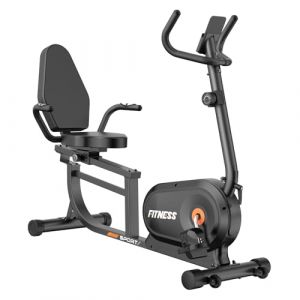 Dskeuzeew V&eacute;lo d'appartement Semi-Allong&eacute;, V&eacute;lo Couch&eacute; Magn&eacute;tique avec 8 Niveaux de R&eacute;sistance R&eacute;glables avec Dossier, Capteur Cardiaque et &eacute;cran LCD, Capacit&eacute; de Charge de 180kg (PERMANICKA MILANA, neuf)