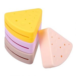 VICASKY 4 Pièces Étui de Rangement pour Houppettes Triangle Silicone Organisateur de Bouffée de Maquillage Étui Aéré et Pratique pour Voyage Rose Jaune Chocolat (Micanties, neuf)