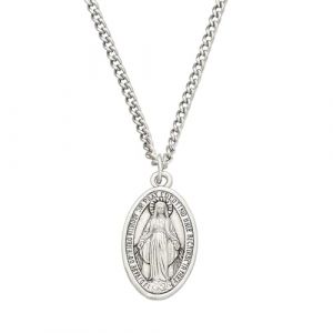 GHPKOTW 1 Collier, Collier Saint Marie, Pendentif Médaille Vierge Marie, Bijoux Religieux, Cadeau de Communion Baptême, Médaille Miraculeuse, Protection Amulette, Collier pour Femme Homme (ZBr4469, neuf)