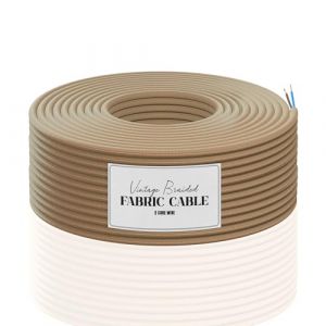 C&acirc;ble tress&eacute; LEDSONE de 10 m&egrave;tres, c&acirc;ble &eacute;lectrique &agrave; 2 conducteurs, c&acirc;ble flexible tress&eacute; vintage, fil &eacute;lectrique rond en tissu pour lampes DIY, suspensions industrielles (Cr&egrave;me - 5 m) (LEDSONE, neuf)