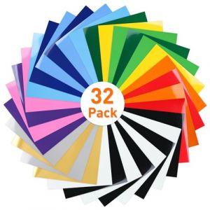 Lya Vinyl 32 Feuilles Vinyle Thermocollant, 30,5 cm x 20,5cm Rouleau de Vinyle Thermocollant Blanc pour Cricut, Silhouette Cameo, Flex Thermocollant pour DIY Tissu, V&ecirc;tements, Sacs (Lya Vinyl Direct, neuf)