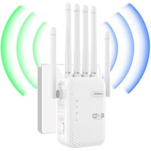 R&eacute;p&eacute;teur WiFi,Amplificateur WiFi,repeteur WiFi Puissant avec 6 Antennes Puissantes,2 Ports LAN,Mode R&eacute;p&eacute;teur & Routeur & AP,repeteur WiFi Exterieur Couverture WiFi de 1000 m&sup2;,Facile &agrave; Installer (dijiete, neuf)