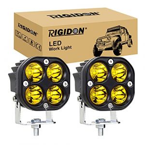 RIGIDON 2 Pcs 40W cube barre de travail led, 3 pouces 8 cm 12V 24V phare de travail led, Feux de travail pour offroad Voiture camions SUV ATV 4x4 tracteur bateau, Spotlights projecteurs 3000k jaune (Sanyue-EU, neuf)