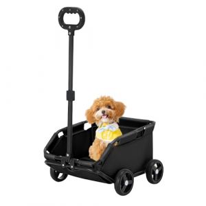 Mini poussette pour animaux de compagnie,4 Roues Poussette Chien pliable,avec poign&eacute;e de traction extensible en plein air,pour chiens et chats jusqu'&agrave; 10 kg,Coussin Lavable (jusiZL, neuf)