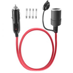 LANMINGLEL 14AWG C&acirc;ble rallonge pour prise allume cigare, 12V 24V C&acirc;ble d'extension allume cigare m&acirc;le &agrave; femelle avec lumi&egrave;re led et fusible 20A,pour pompe &agrave; pneus, compresseur d'air (0.5M) (ANMINGLE, neuf)