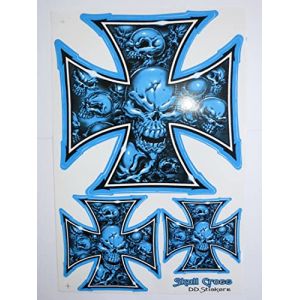 hotrodspirit - Planche de Stickers Croix de Malte Crane Bleu Autocollant (rocknrollshop, neuf)
