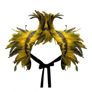 Deguisement Carnaval-Cape de Plumes Gothique Femme, Collier de Plumes pour Halloween, Gothique Plume Haussement, Cape en Plumes pour la Performance de Personnage de Bal de Carnaval d'halloween (Rouge) (PINTUTU SEXY, neuf)