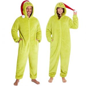 The Grinch Combinaison Pyjama Adulte, S-3XL, Douce Grenouill&egrave;re Familial Assorti &agrave; Chapeau de P&egrave;re Noel, Cadeau Noel (2XL, Grinch Adulte) (Get Trend., neuf)