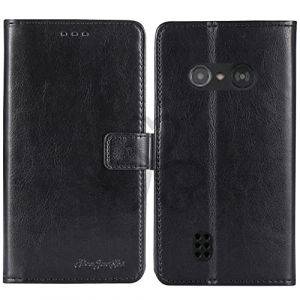 TienJueShi Noir Flip Retro Support &agrave; Rabat Cuir Housse Coque pour Doro 5860 5862 2.4 inch &Eacute;tui Cas Couverture Protecteur Case Portefeuille Cover (TienJueShiuk, neuf)