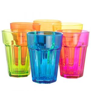 TREND FOR HOME 6 Verre a Eau Lot de 6 Verres Colorés 425 ml Grand Verre à Cocktail Verres à Eau Verres à Jus et Soda Verre Milkshake Verre a Smoothie Tumbler Verre Couleur | Gigi Vivid Rainbow (Trend Ecommerce, neuf)