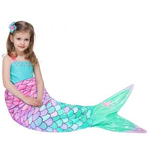 WERNNSAI Couverture Queue de Sirène - Couverture Sirène Queue pourFille Enfants 140 x 60 cm Couverture Douillette Peluche Sac de Couchage Sirène pour Femme Cadeaux d'anniversaire Noël (Rose & Vert) (Genuwenle, neuf)