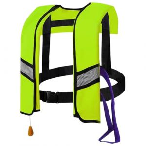Gilet de Sauvetage Gonflable Manuel en Nylon avec Boucle r&eacute;glable avec Bandes r&eacute;fl&eacute;chissantes et sifflet, Gilet de Sauvetage Portable pour Sports Nautiques pour Adultes, Enfants (sans Bouteille GA (Weiyunqin Building, neuf)
