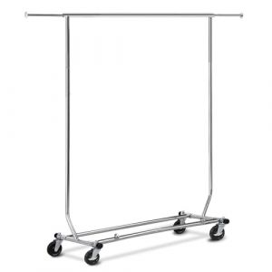 Yaheetech Portant à Vêtement Porte-manteau avec Etagères à Chaussures Métal Chromé Plus Long Haut Large Réglable Pliable avec Roulettes Mobile Charge 90kg, 190 x 55 x 178 cm (Yahee365, neuf)