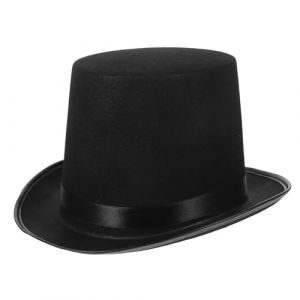 PartyKindom chapeau de magicien Chapeau haut de forme en satin chapeau haut de forme pour hommes chapeau de tuyau de poêle feutre deguisement adulte chapeaux de magicien chapeau tricorne Noir (Brushira, neuf)