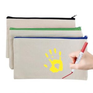 GHPKOTW 3 Pi&egrave;ces DIY Vierge Pochette Tissu Trousse Zipper Organisateur 12 X 21Cm Toile Trousse De Rangement DIY Vierge Toile Trousse Maquillage pour Voyage Cosm&eacute;tique Bureau Fournitures (ZBr4469, neuf)