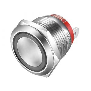 Gebildet Bouton-Poussoir de Type Court 20A/220VAC LED Bleue Interrupteur &agrave; Bouton-Poussoir momentan&eacute; en Acier Inoxydable 19 mm Interrupteur SPST &agrave; 4 Broches &eacute;tanche (Gebildet-FR, neuf)