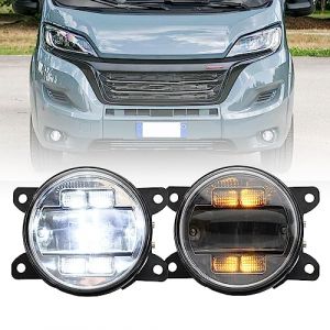 NSLUMO Feu antibrouillard LED DRL Feux diurnes pour Fiat Ducato Doblo Talento Pare-chocs avant R&eacute;flecteurs antibrouillard Ensemble Clignotants DLR Feu de circulation 2x (Nslumo Autolight, neuf)