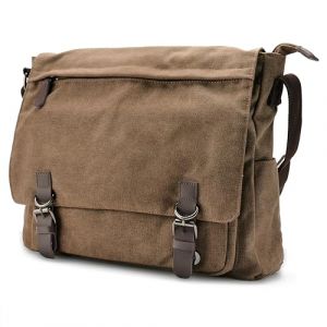 Trendhim Lucleon by Sac Messenger Homme en Toile Résistante Caramel | Sacoche Bandoulière avec Compartiment Ordinateur et Détails en Cuir | Sac Casual Stylé pour Travail & Voyage (Trendhim, neuf)