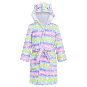 WYTbaby Robe de Chambre &agrave; Capuche pour Filles Peignoir de Bain pour Enfants en Polaire Douce Robe en &Eacute;ponge pour Enfants Motif Animal 3D pour Filles de 4 &agrave; 14 Ans, jaune, 10-12 ans (WYTbaby-EU, neuf)