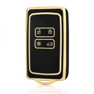 OFF WE GO Coque de Cl&eacute; Voiture pour Renault Voiture Cl&eacute; &agrave; T&eacute;l&eacute;commande &Eacute;tui TPU Coque Protection Cl&eacute; Voiture pour Clio Espace Talisman Megane Kadjar Captur Arkana Sandero Kangoo, Or Noir (OFF WE GO, neuf)