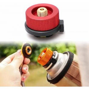Adaptateur de Cartouche de Gaz, Adaptateur pour Bouteille Gaz de Type Buse, Adaptateur de Bouteille de Gaz, Convertisseur de Gaz, Adaptateur de Cartouche de Gaz, pour R&eacute;chaud de Camping, Rouge (TOPREOW, neuf)