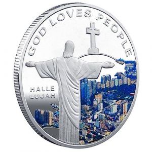 Dinntty Pi&egrave;ce de Monnaie Souvenir de J&eacute;sus &agrave; Collectionner pi&egrave;ce comm&eacute;morative du Christ pi&egrave;ce de d&eacute;fi en m&eacute;tal pi&egrave;ce chanceuse pour Fournitures de Collection (Putes, neuf)