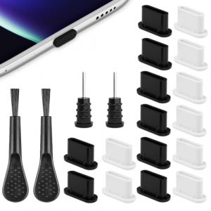 JAWUZ 20 Pcs bouchon anti poussiere usb c set, Protecteur de Port de Charge Type C, Bouchon Anti-Poussière en Silicone Compatible avec Port de Charge Type C Smartphone et Ordinateur Portable (STAR DUANYUYU, neuf)