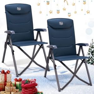TIMBER RIDGE Chaise Pliante Camping Portable 150kg Fauteuil Jardin Exterieur Dossier Haut 4 Positions R&eacute;glables Fauteuil Realx Inclinable pour Terrasse Balcon Jardin Camping Pique-Nique (TIMBER RIDGE, neuf)
