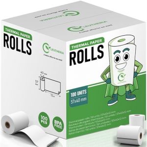100 Rouleaux tpe - Bobine de papier thermique pour carte bleue - 57x40x12mm LONGUEUR XL 15M - Bobines thermiques pour ticket de caisse/reçu carte bancaire/rouleau cb/imprimante - sans BPA (Leutheria, neuf)