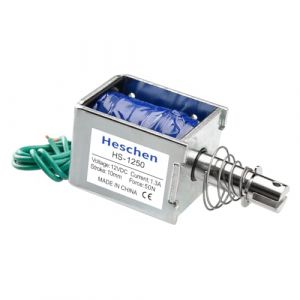 Heschen Électroaimant solénoïde, HS-1250, DC12V, 3.7A, 60N, 10mm course, pousser-tirer Type, serrure de porte à cadre ouvert (Heschen, neuf)