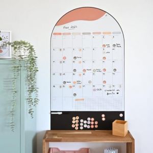 FERFLEX - Calendrier mural magnetique - Planning mensuel arrondi- Le Familial - Decoration maison - livr&eacute; avec des magnets graphiques color&eacute;s - 1Mx58CM (FERFLEX, neuf)
