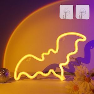 ENUOLI Enseigne néon chauve-souris, blanc chaud, décoration murale chauve-souris, chambre de bébé, décoration d'anniversaire (blanc chaud) (ENUOLI LIGHTING, neuf)