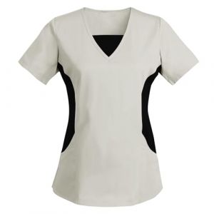 AEGJEGVD Tunique M&eacute;dicale Femme Soldes Blouse Medicale Femmes Col en V Banche Manche Courte Uniforme de Travail Blouses Infirmiere Femme Professionnelle Uniforme D'Infirmi&egrave;re Pas Cher (⭐⭐⭐⭐⭐AEGJEGVD⭐⭐⭐⭐⭐, neuf)