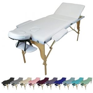 Vivezen - Table de Massage Pliante 3 Zones en Bois avec Panneau Reiki + Accessoires et Housse de Transport - Plusieurs Coloris (EGK Distribution, neuf)