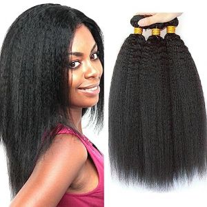 Yaki Human Hair Bundles Meche Bresilienne Tissage Naturel Cheveux Humain Meche Naturelle Court Tissage Bresilien En Lot Couleur Noire Naturelle Total 300g 22 22 22 Pouce (beiyuan hair product, neuf)